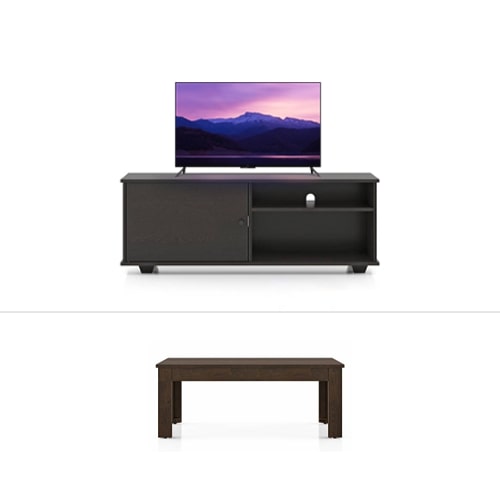 Home Appliance Combo -10 -TV 43 inches Smart Android, TV Unit by Urban Ladder,  Coffee Table by Urban Ladder